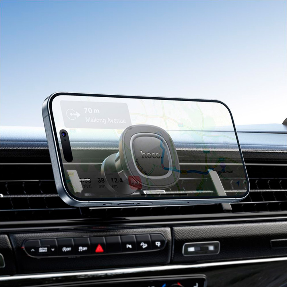 Автотримач для смартфона HOCO H72 Crown Magnetic Car Holder Air Outlet Black Metal Gray