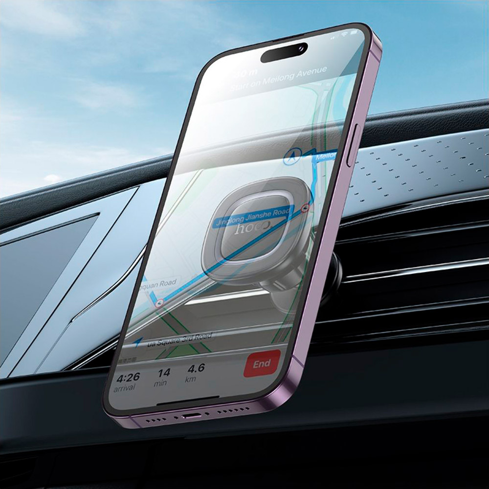 Автотримач для смартфона HOCO H72 Crown Magnetic Car Holder Air Outlet Black Metal Gray