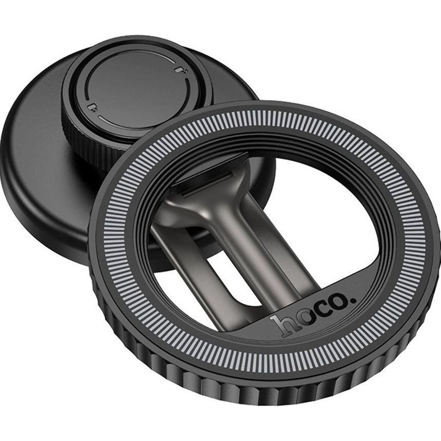 Автотримач для смартфона HOCO H77 View Folding Magnetic Rng Car Holder Center Console Black Metal Gray