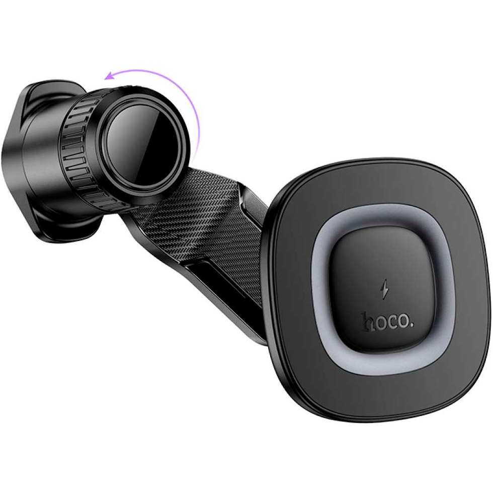 Автотримач з бездротовою зарядкою HOCO HW30 Crown Magnetic Wireless Charging Car Holder Air Outlet Black Metal Gray