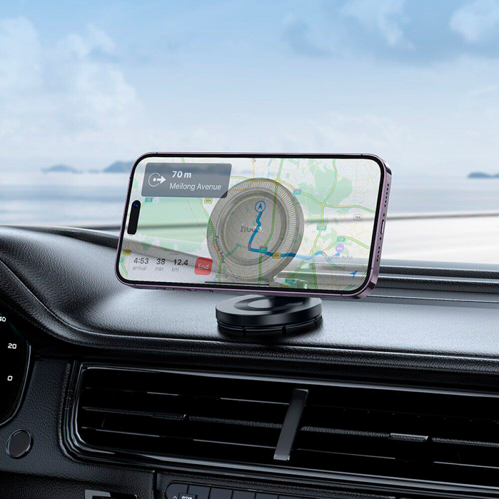 Автотримач для смартфона HOCO H61 Show Folding Ring Magnetic Car Holder Dashboard Black Metal Gray