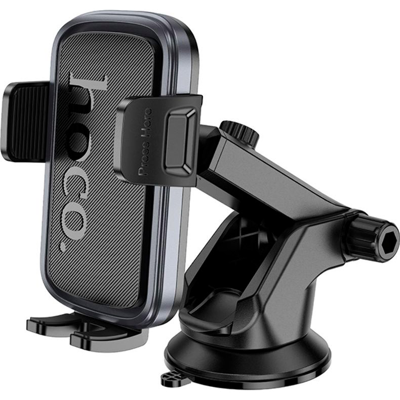 Автотримач для смартфона HOCO H79 Vista Push-Type Car Holder Ccenter console Black Metal Gray