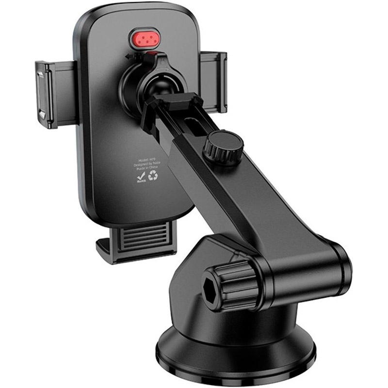 Автотримач для смартфона HOCO H79 Vista Push-Type Car Holder Ccenter console Black Metal Gray