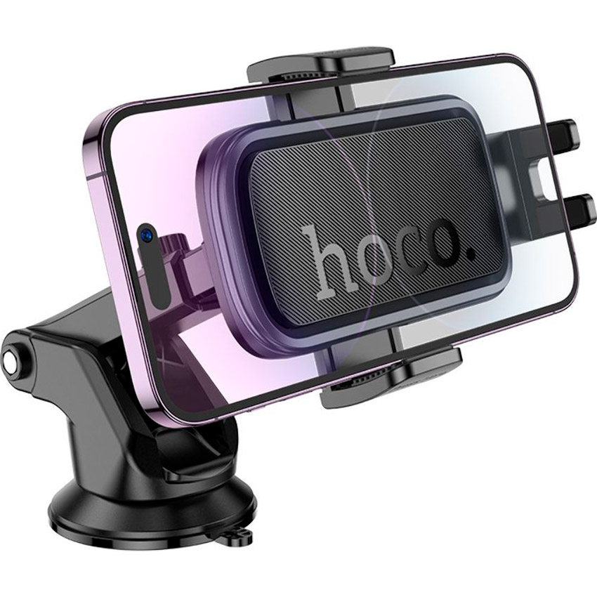 Автотримач для смартфона HOCO H79 Vista Push-Type Car Holder Ccenter console Black Metal Gray