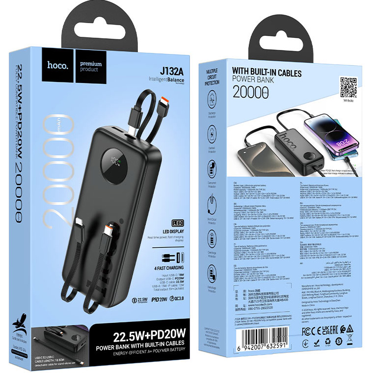Повербанк HOCO J132A Sabio 22.5W 20000mAh Black