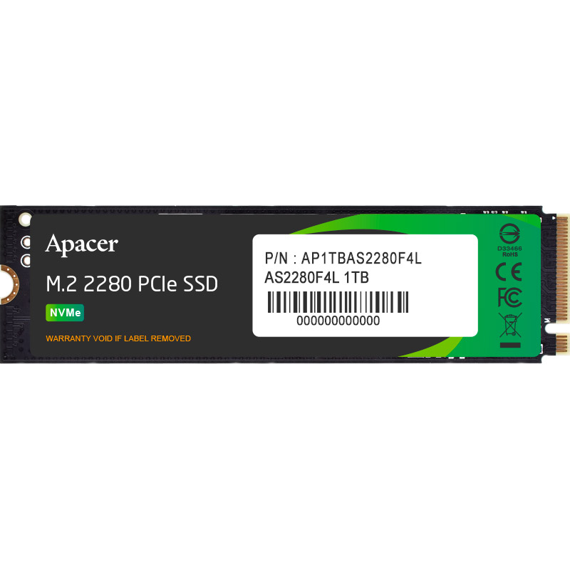 SSD диск APACER AS2280F4L 1TB M.2 NVMe (AP1TBAS2280F4L-1)