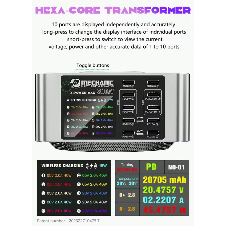 Зарядна станція MECHANIC X-Power Max 300W Silver