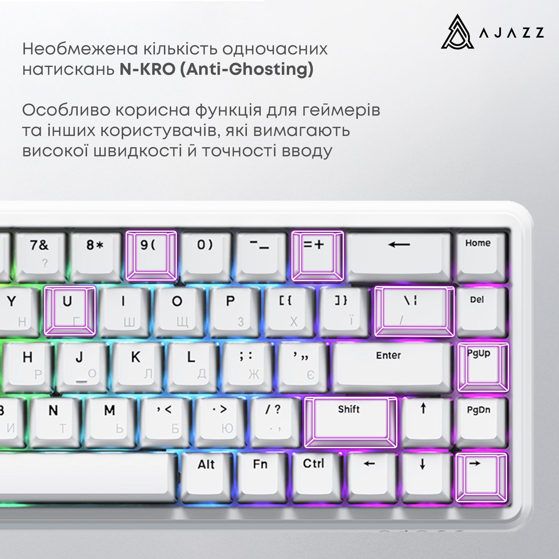 Клавіатура AJAZZ AK680 Max Magnetic Switch White