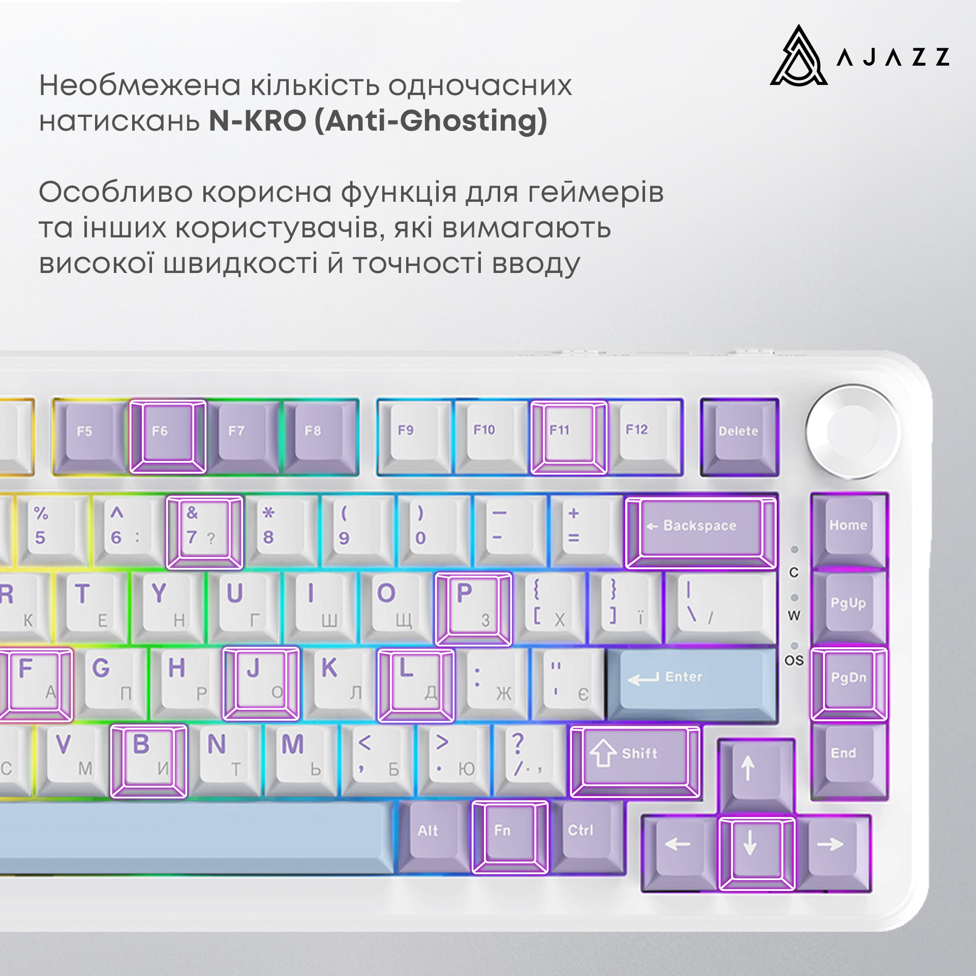 Клавіатура AJAZZ AK820 Max White/Purple
