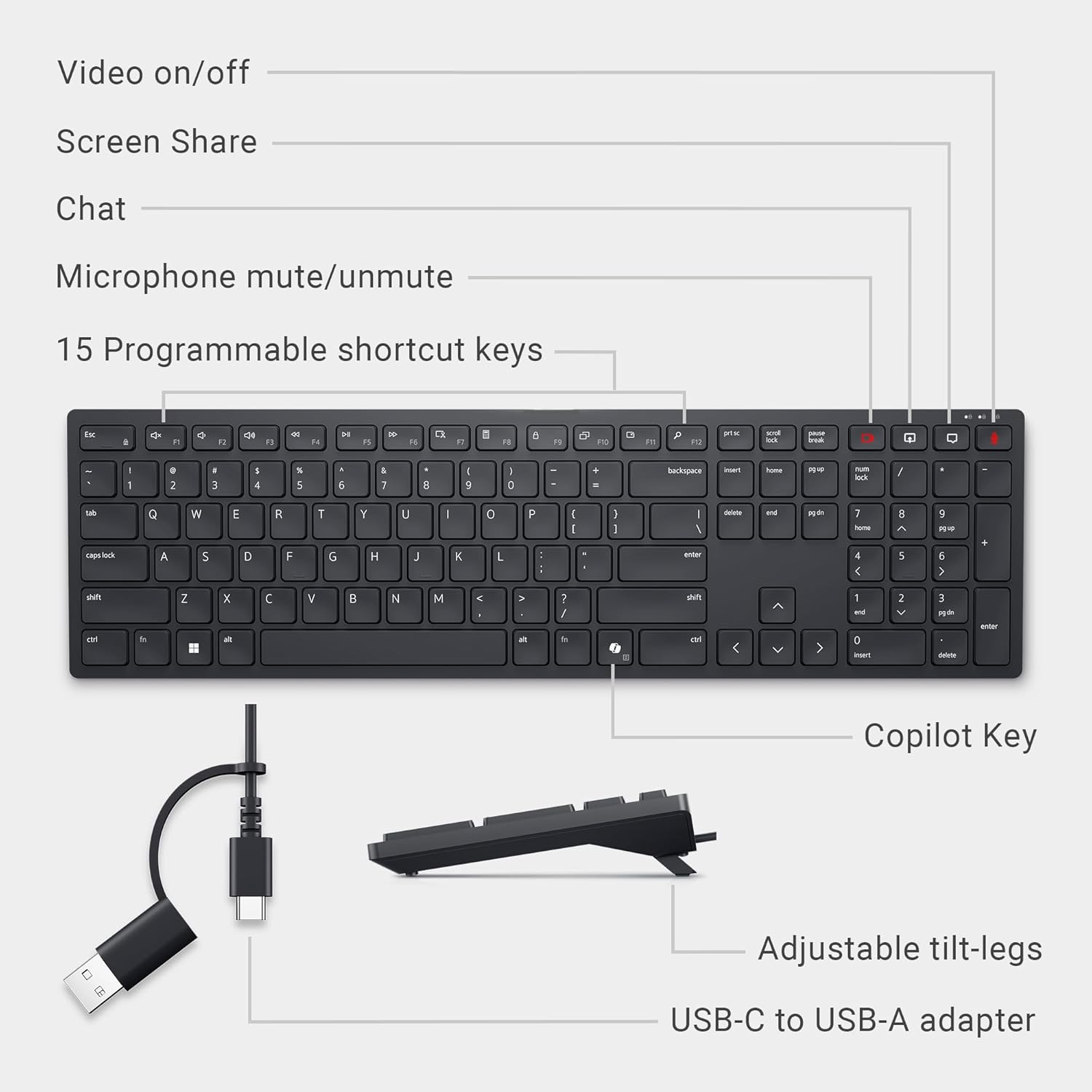 Клавіатура DELL KB525C Black (580-BBTG)
