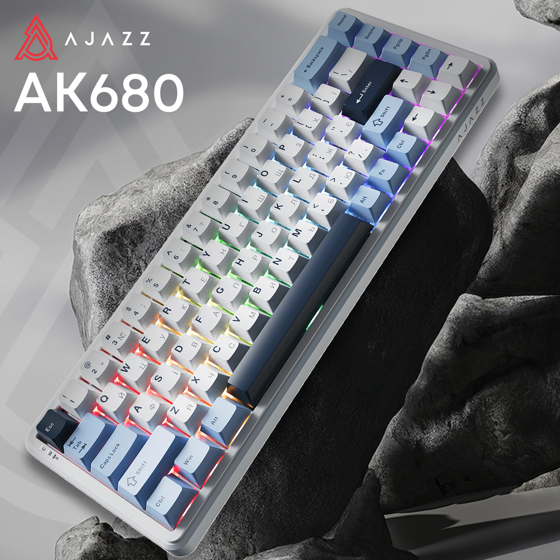 Клавіатура бездротова AJAZZ AK680 Max Wireless (8+8K) Blue/White