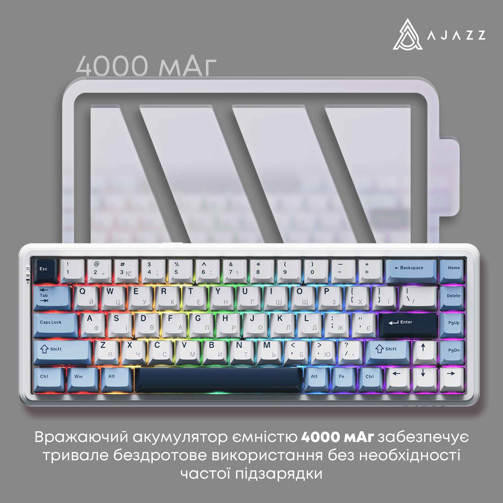 Клавіатура бездротова AJAZZ AK680 Max Wireless (8+8K) Blue/White