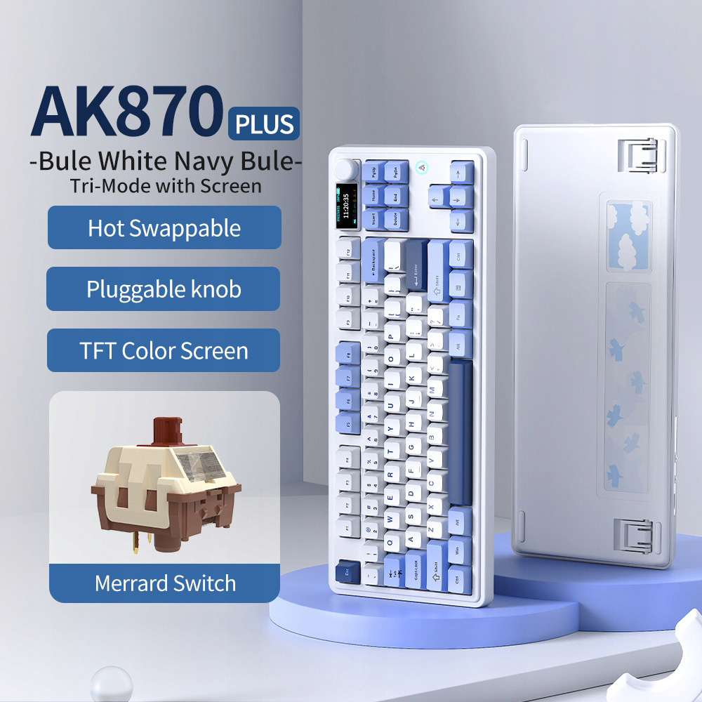 Клавіатура бездротова AJAZZ AK870 Plus Murad Switch Blue/White
