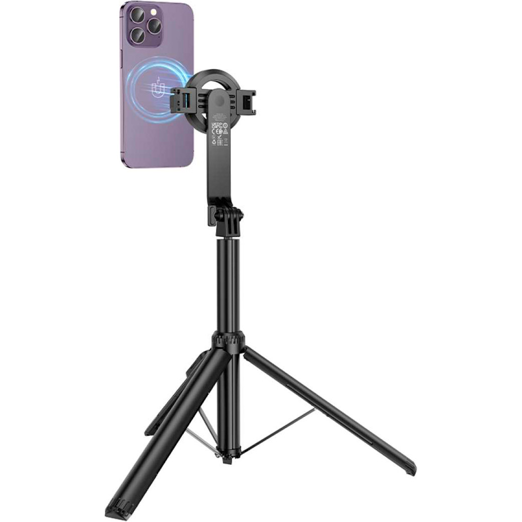 Монопод-трипод HOCO K25 Sherkhan Magnetic Aluminum Alloy Live Broadcast Holder Black