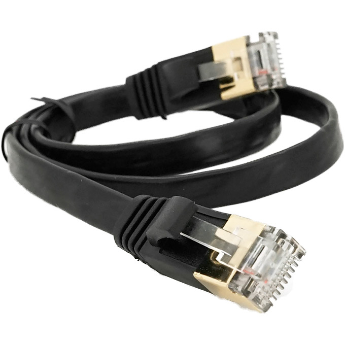 Патч-корд плаский WEEPDA U/UTP Cat.7 CU 0.5м Black