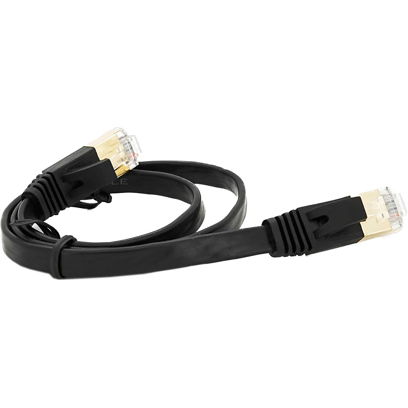 Патч-корд плаский WEEPDA U/UTP Cat.7 CU 0.5м Black
