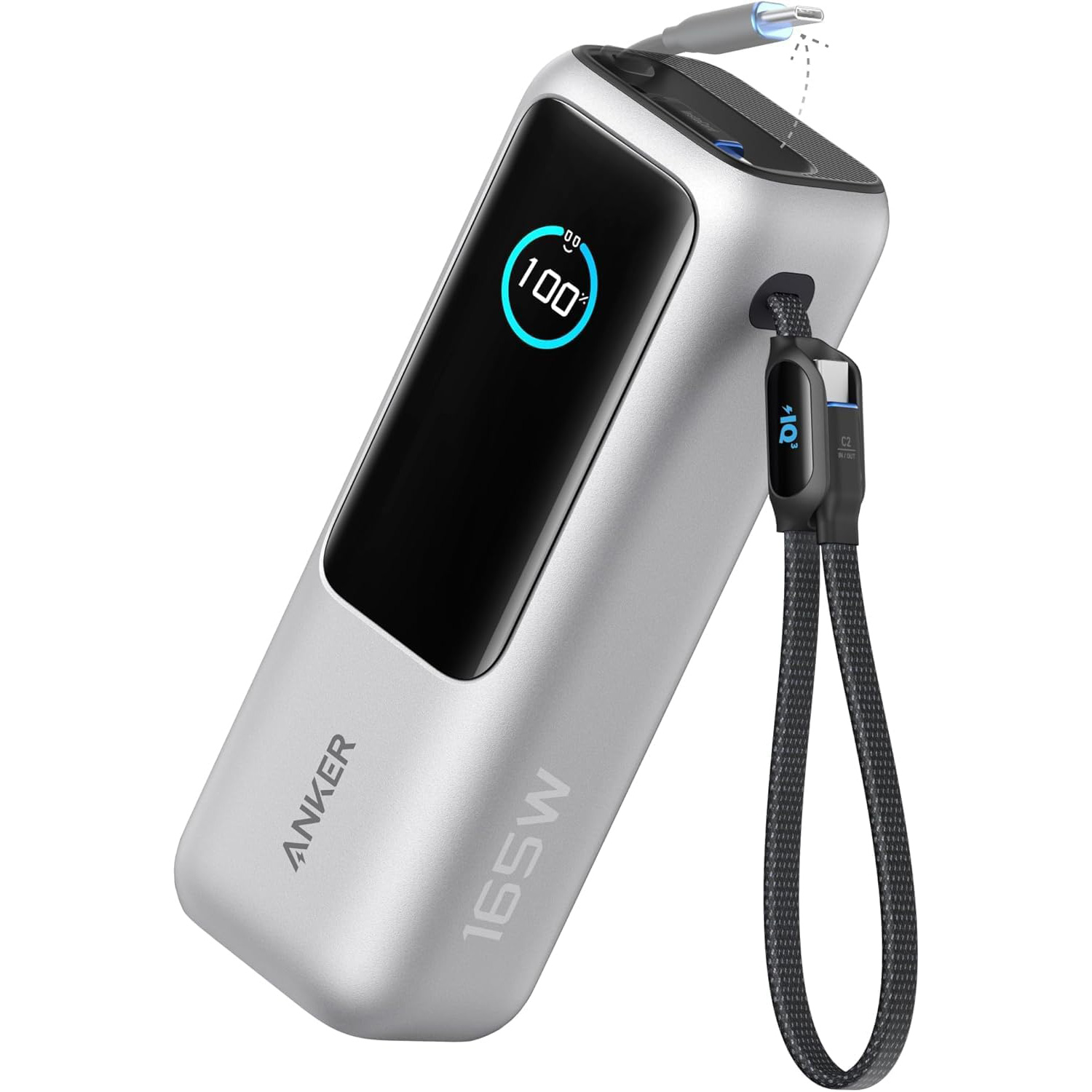 Повербанк ANKER Laptop Power Bank with Built-in Dual Type-C Cable 165W 25000mAh Silver (A1695H41)