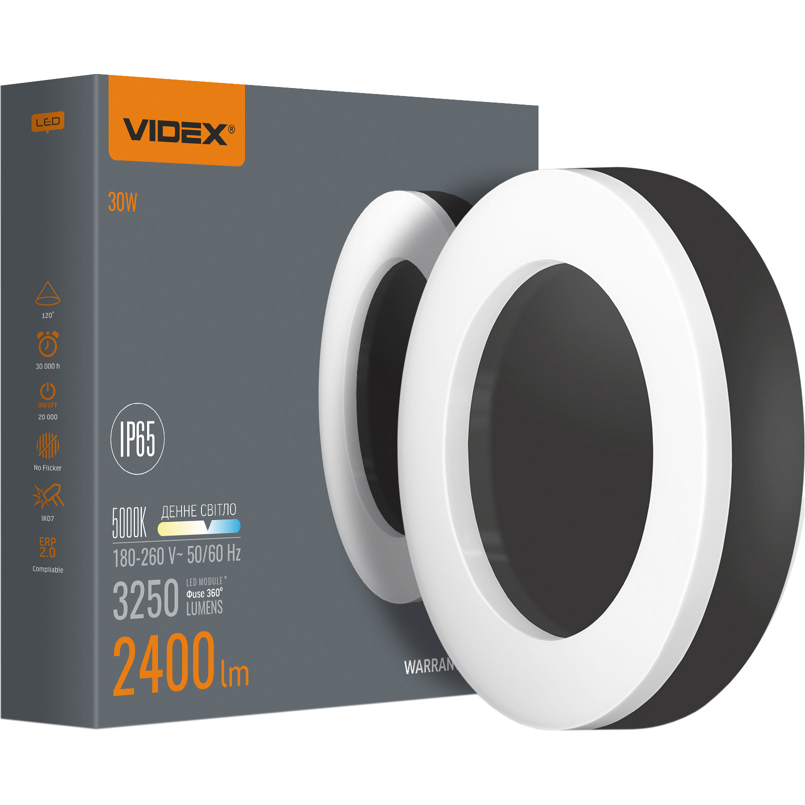 Светильник VIDEX Art Black 30W 5000K Circle (VL-BHFR-305B)