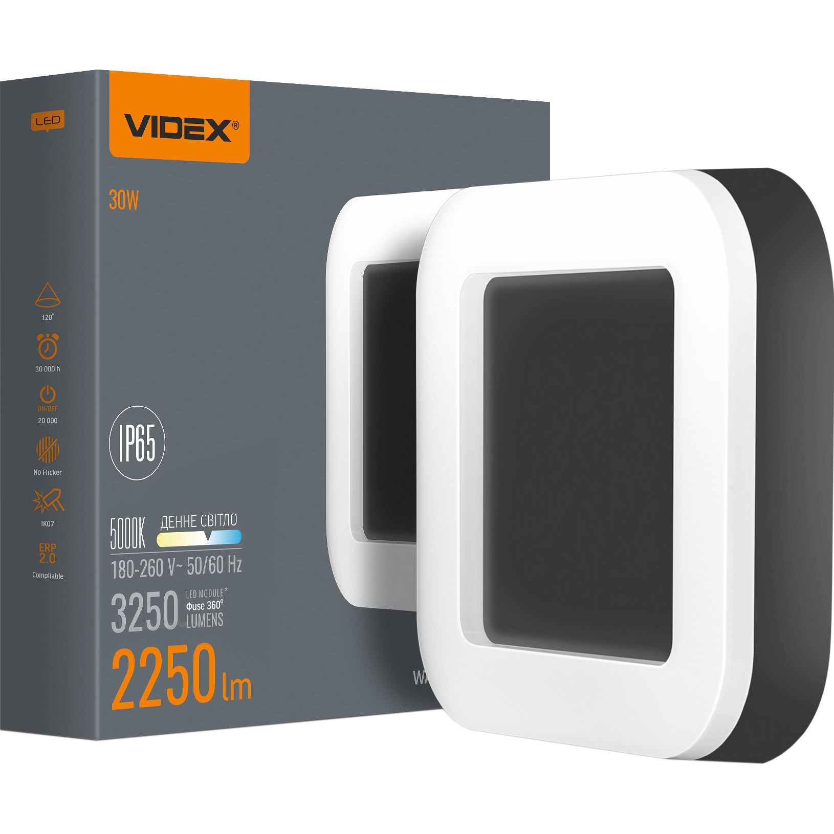 Светильник VIDEX Art Black 30W 5000K Square (VL-BHFS-305B)