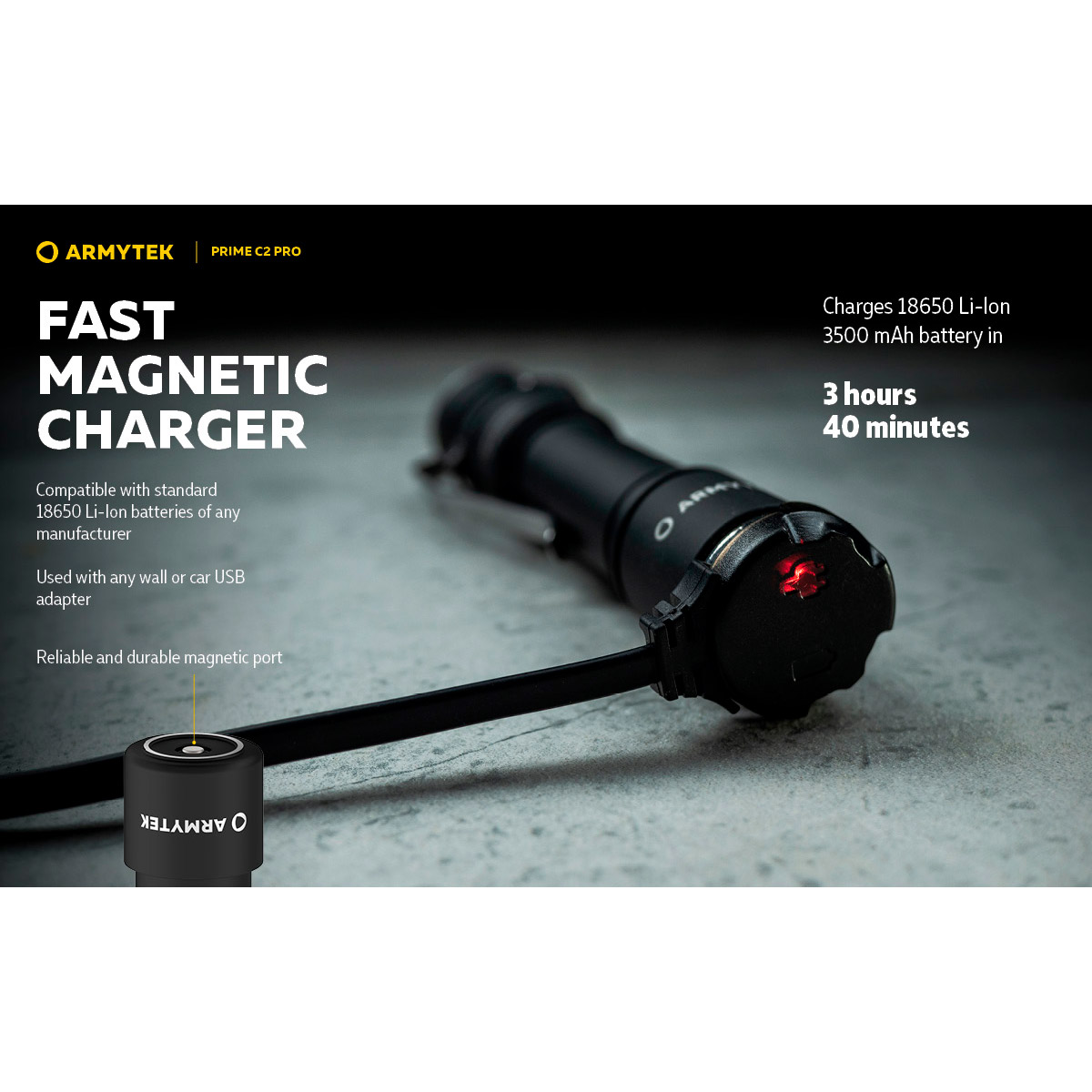 Ліхтар ARMYTEK Prime C2 Pro Magnet USB White Light (F08101C)