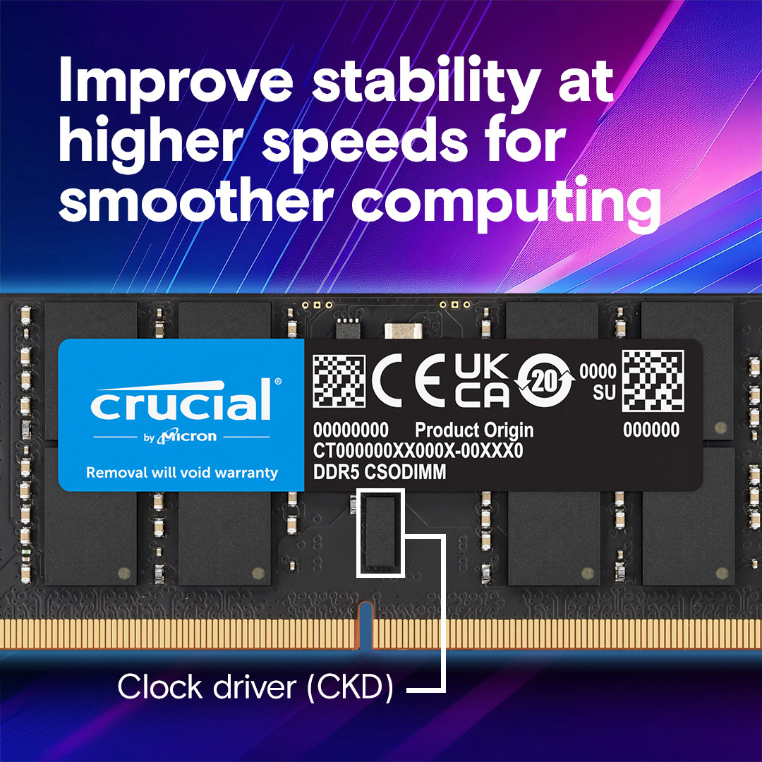 Модуль пам'яті CRUCIAL SO-DIMM DDR5 6400MHz 16GB (CT16G64C52CS5)