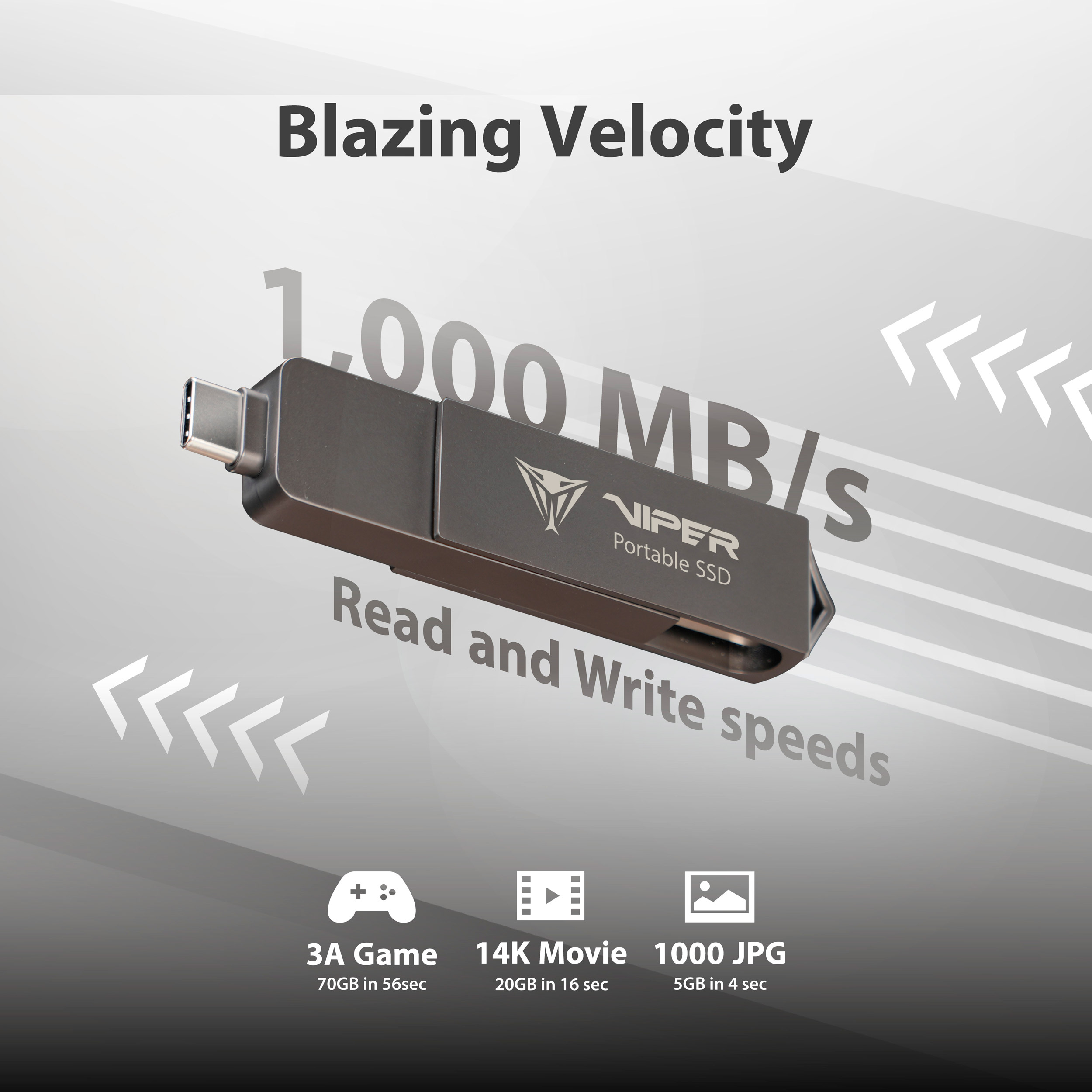 Портативный SSD диск PATRIOT Viper PVP30 512GB USB3.2 Gen2 (PVP30512G28UDG)
