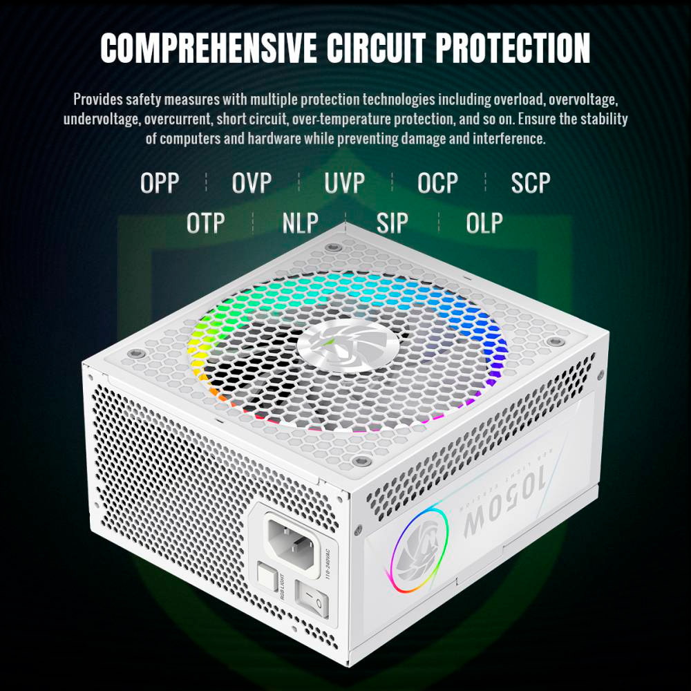 Блок живлення 1050W GAMEMAX RGB-1050G White