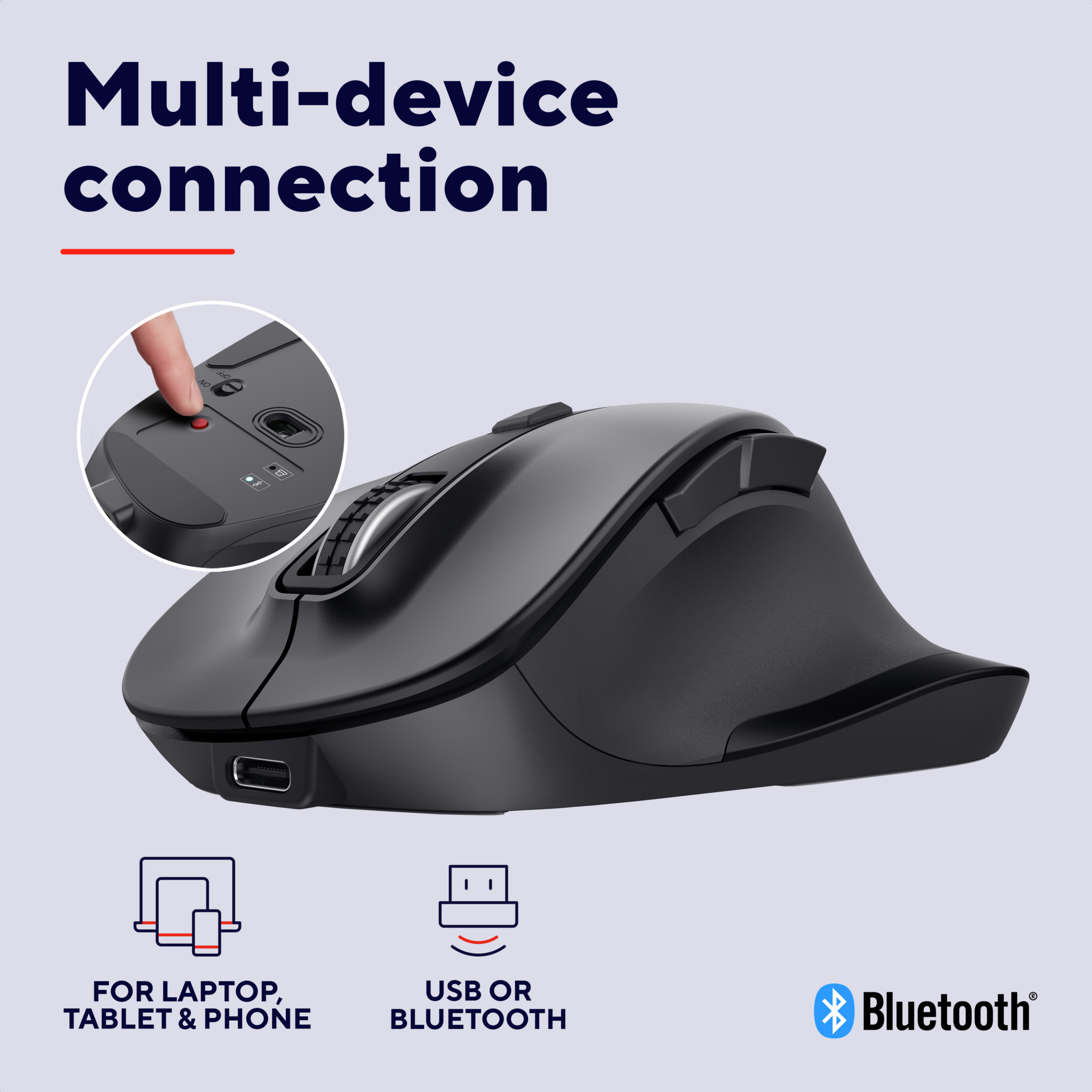 Мышь TRUST Fyda Multi-device Wireless Black (25708)