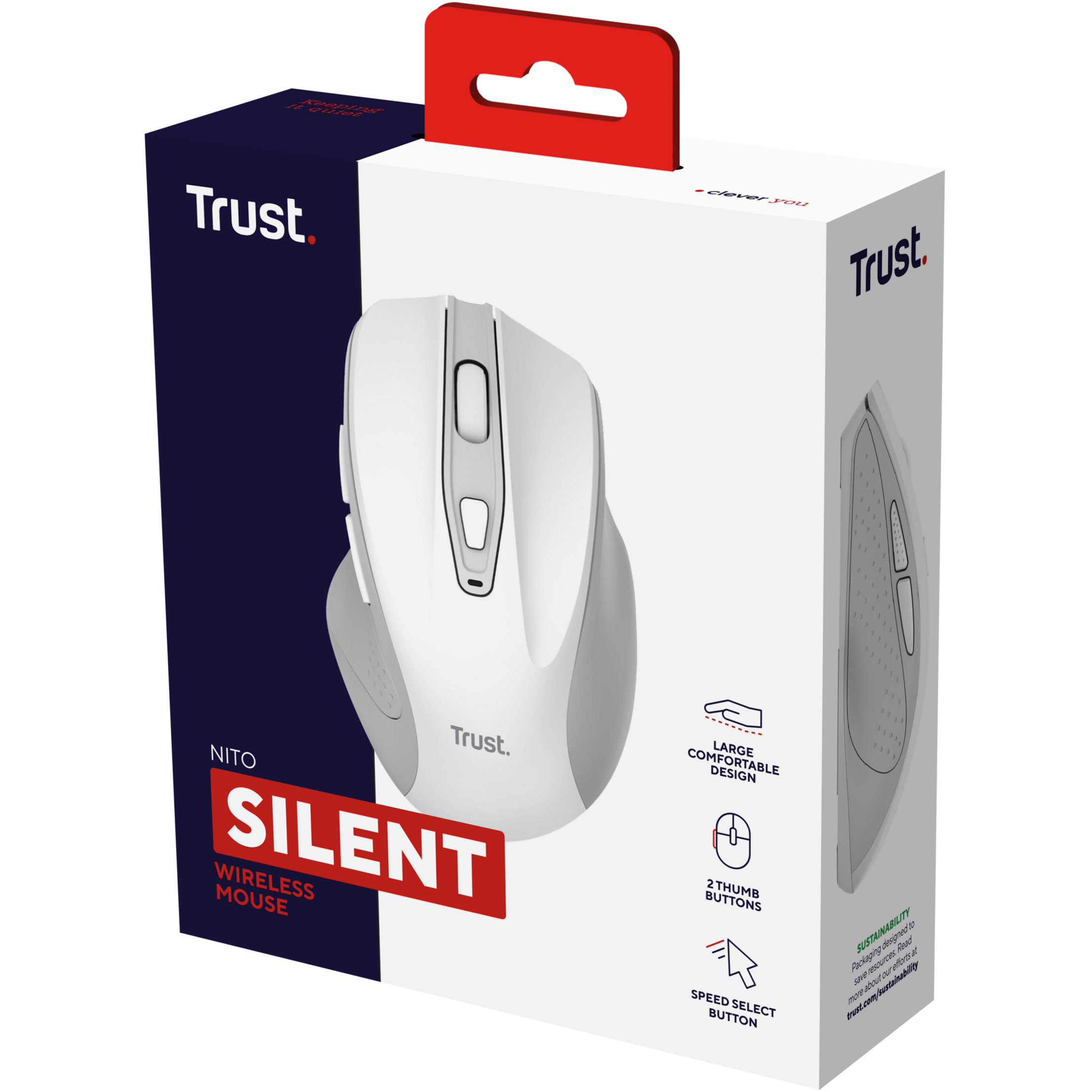 Миша TRUST Nito Silent White (25550)