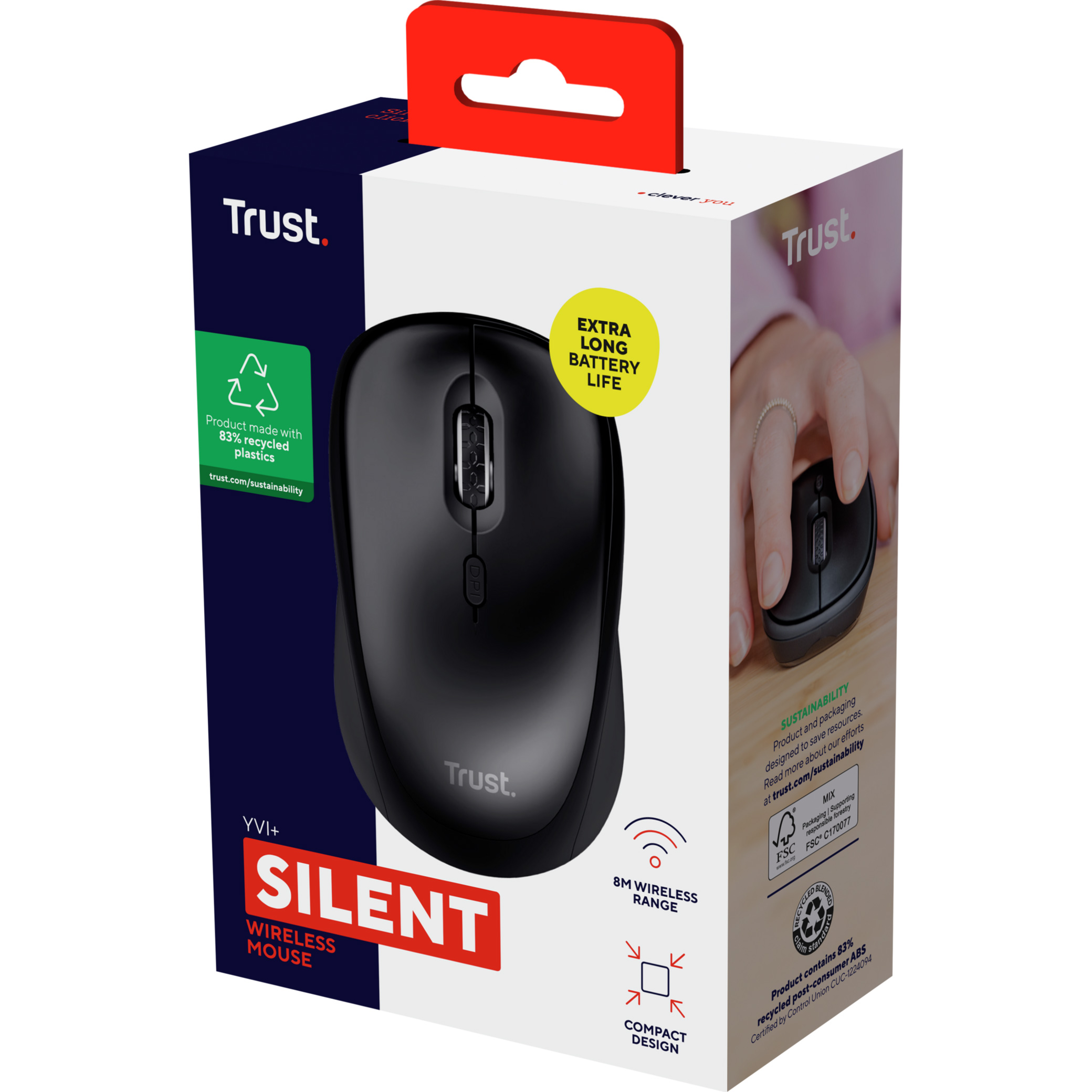 Миша TRUST Yvi+ Silent Black (25512)