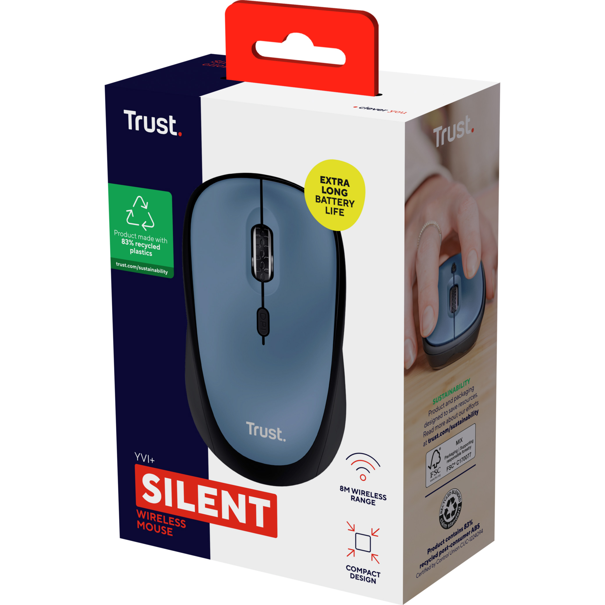 Миша TRUST Yvi+ Silent Blue (25514)