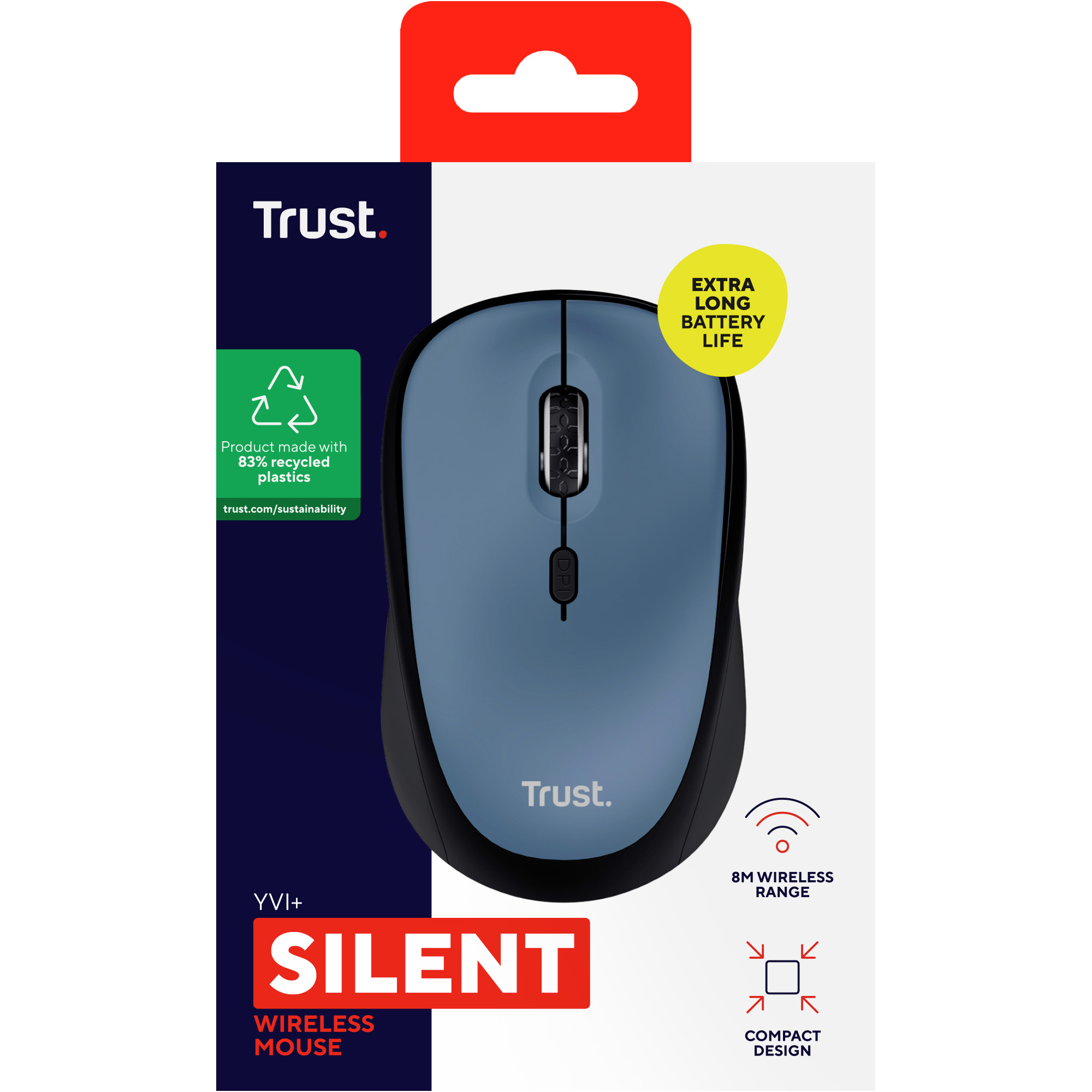 Миша TRUST Yvi+ Silent Blue (25514)
