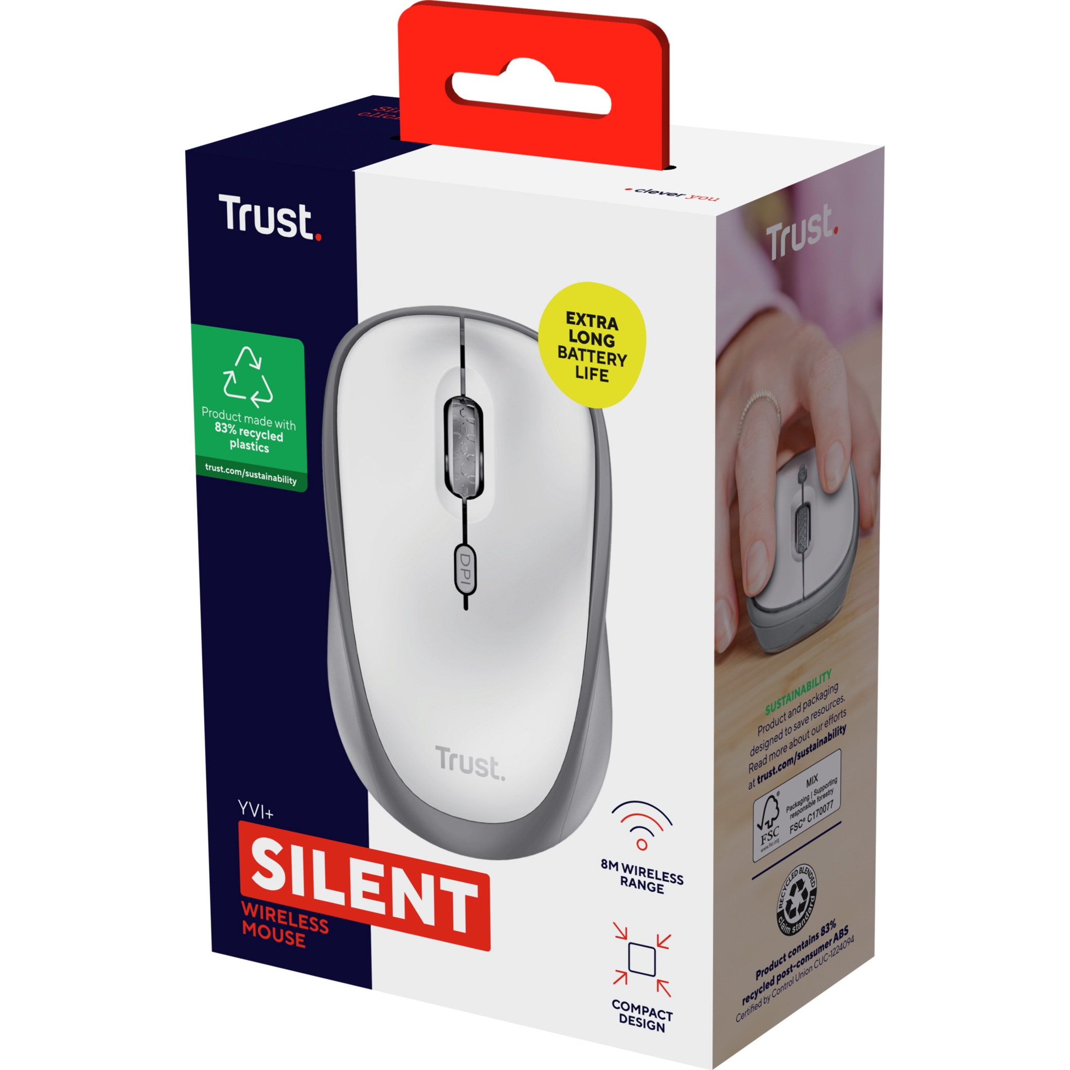 Миша TRUST Yvi+ Silent White (25513)