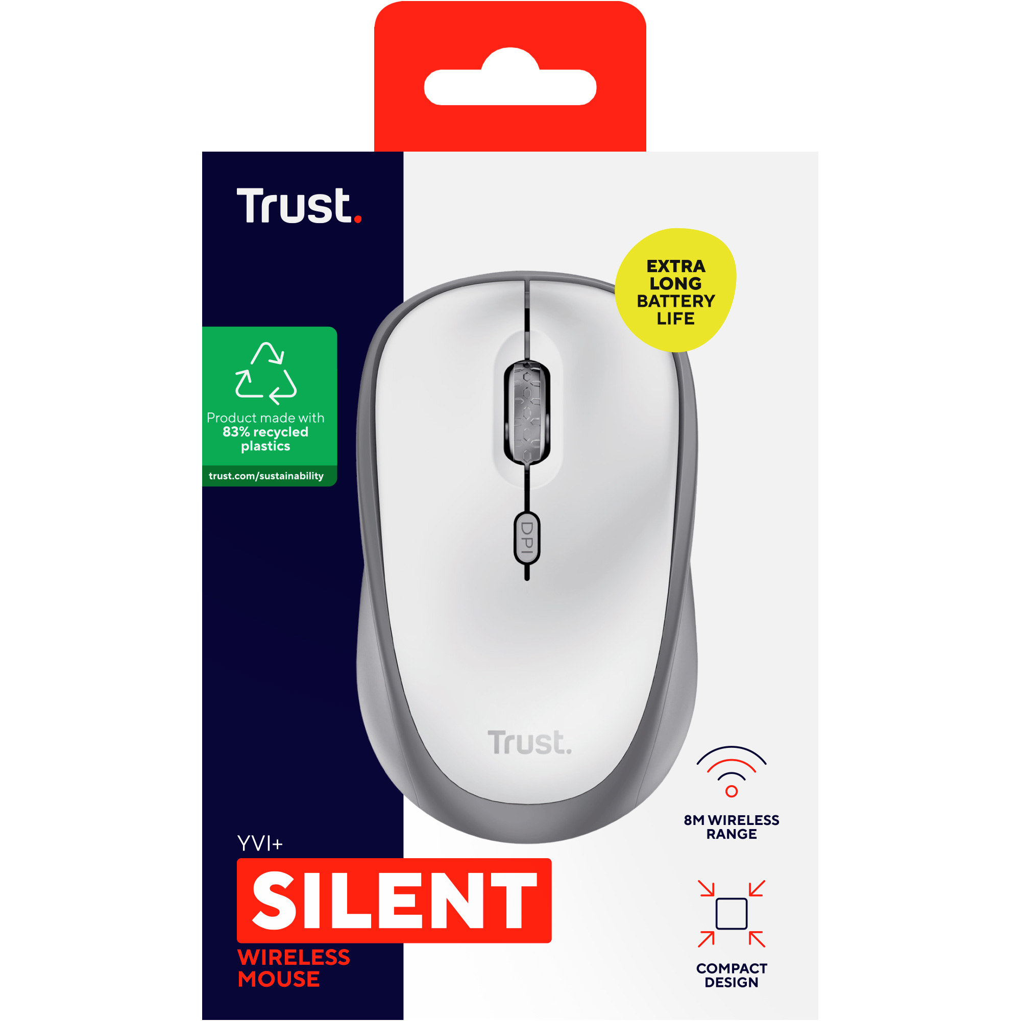 Миша TRUST Yvi+ Silent White (25513)