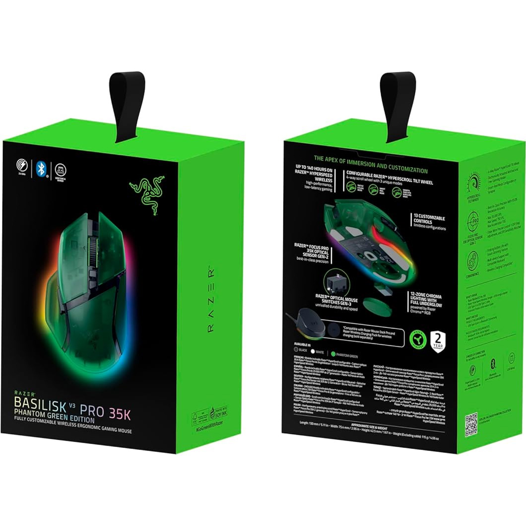 Миша ігрова RAZER Basilisk V3 Pro 35K Phantom Green Edition (RZ01-05240300-R3G1)