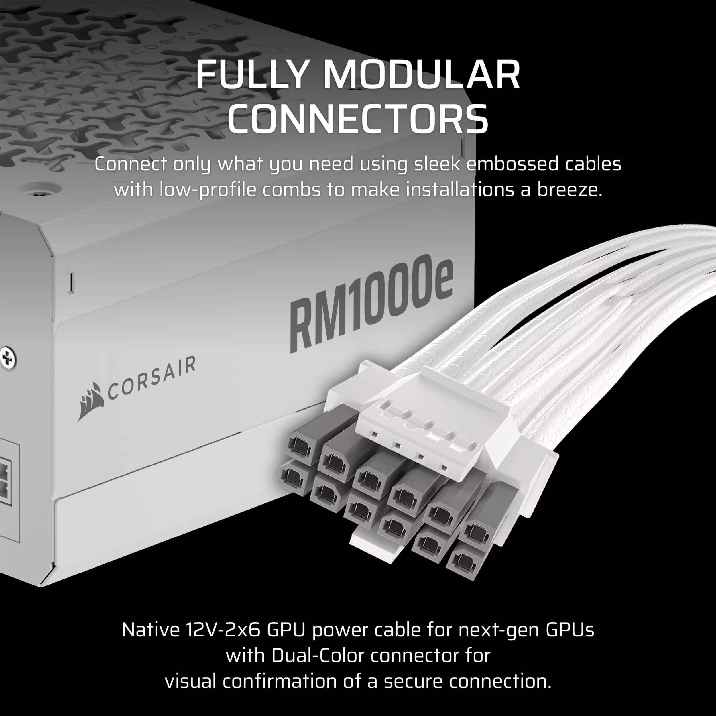 Блок питания 1000W CORSAIR RM1000e ATX 3.1 White (CP-9020294-EU)