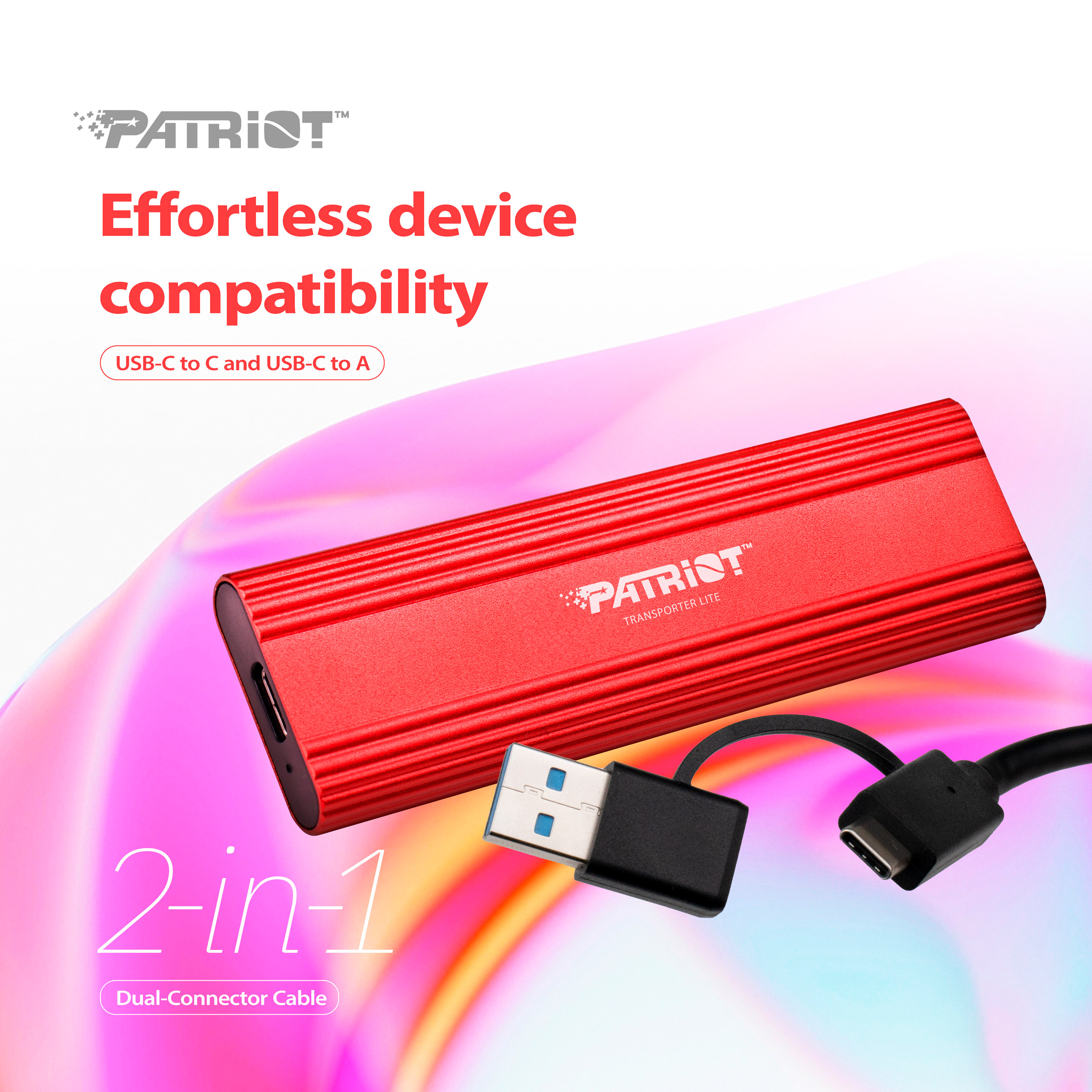 Портативний SSD диск PATRIOT Transporter Lite 1TB USB3.2 Gen2 Black (PTPL1TBPECB)