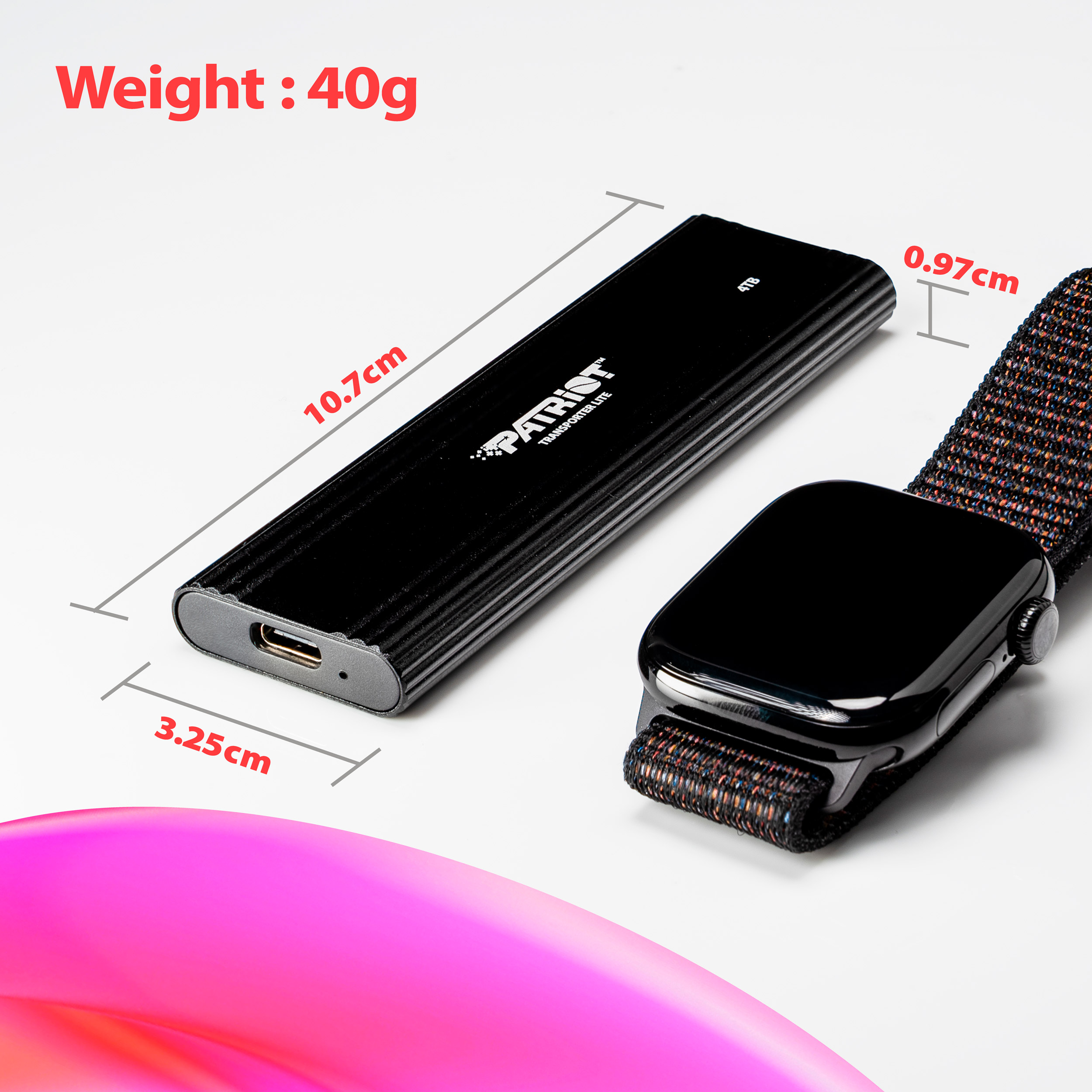 Портативний SSD диск PATRIOT Transporter Lite 1TB USB3.2 Gen2 Black (PTPL1TBPECB)