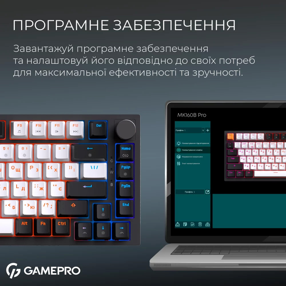 Клавиатура беспроводная GAMEPRO Asgard Valhalla MK160W Pro QLAB Orange Switch Black