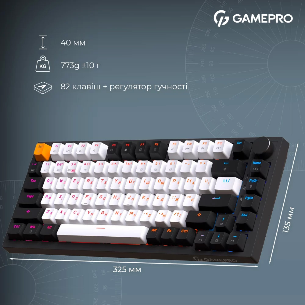 Клавиатура беспроводная GAMEPRO Asgard Valhalla MK160W Pro QLAB Orange Switch Black