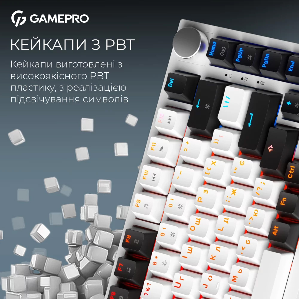 Клавиатура беспроводная GAMEPRO Asgard Valhalla MK160W Pro QLAB Orange Switch White