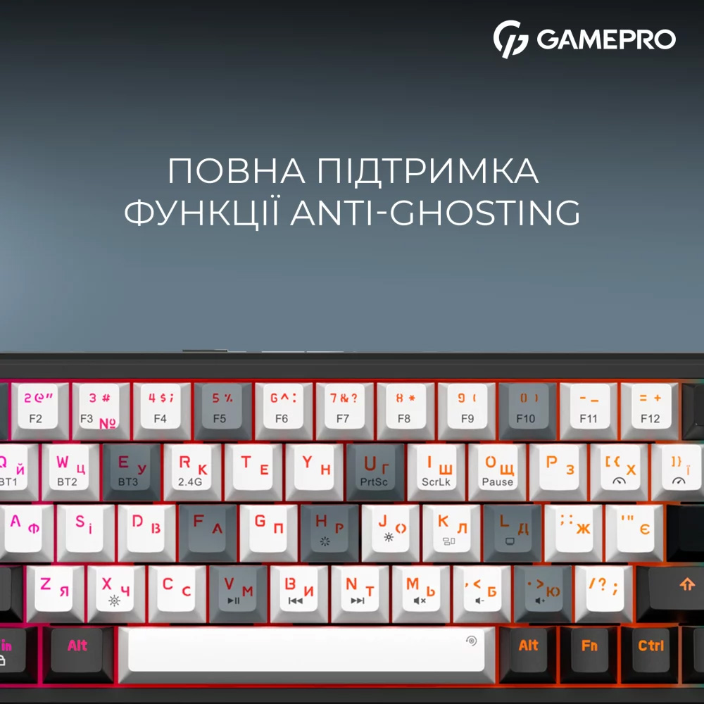 Клавиатура беспроводная GAMEPRO Asgard Valhalla MK210B PRO QLAB Orange Switch Black