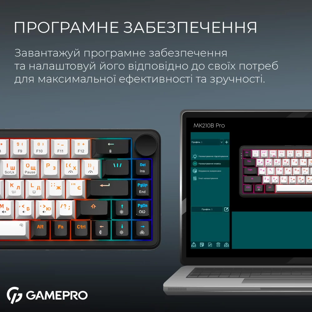 Клавиатура беспроводная GAMEPRO Asgard Valhalla MK210B PRO QLAB Orange Switch Black