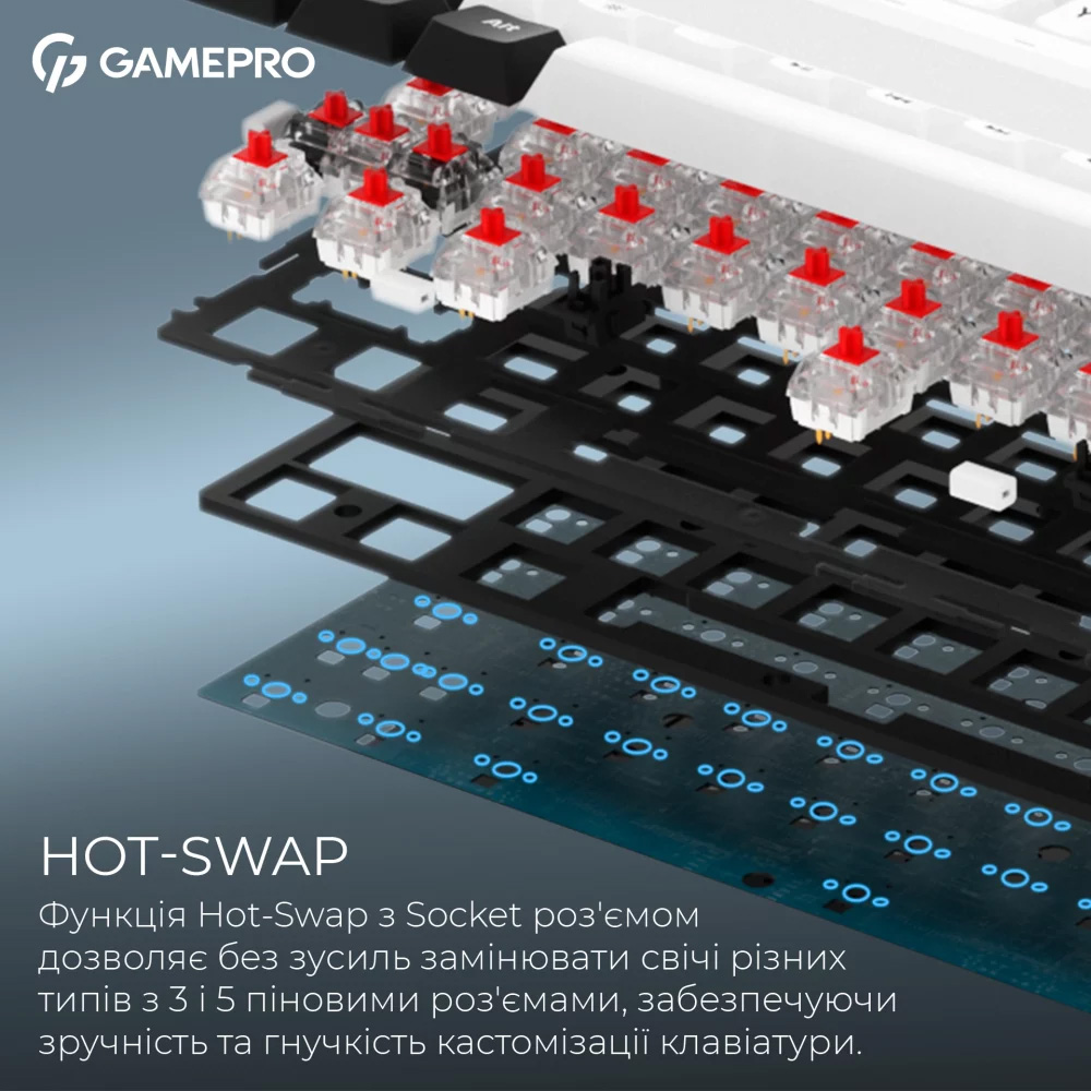 Клавіатура бездротова GAMEPRO Asgard Valhalla MK210B PRO QLAB Orange Switch White