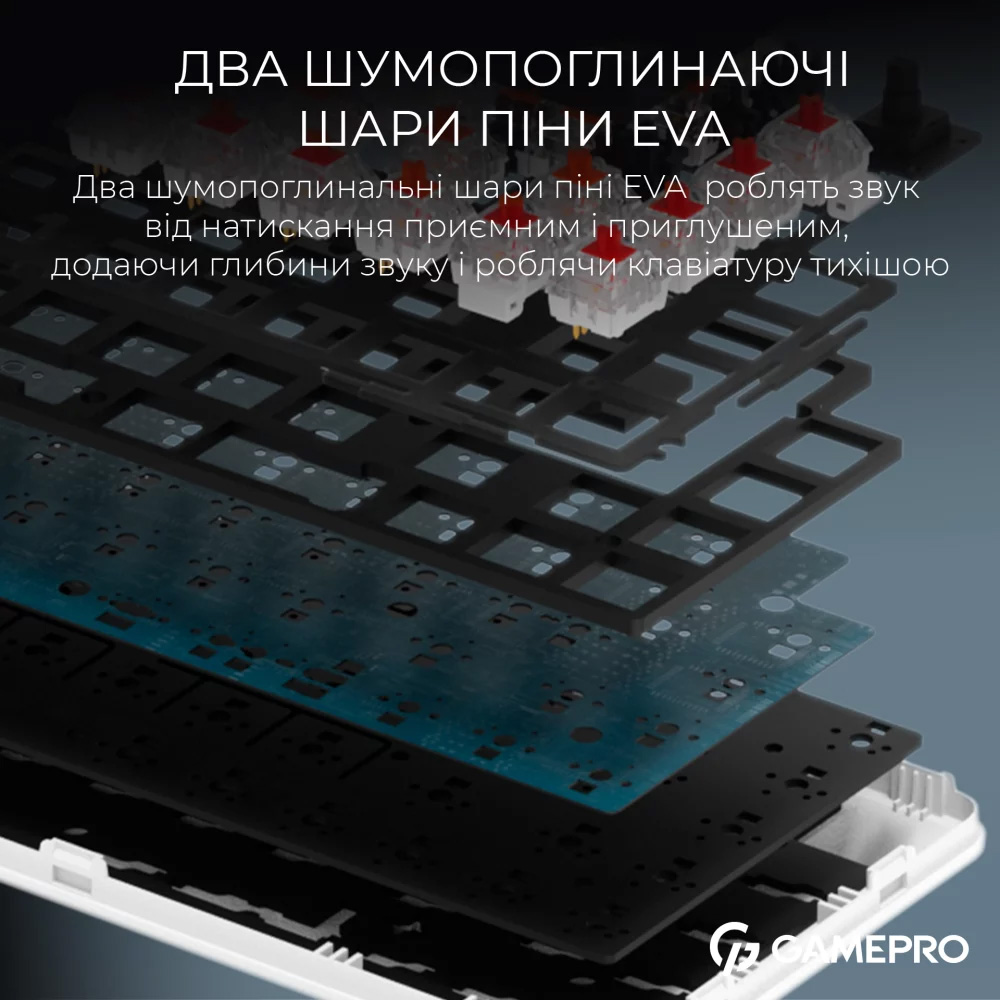 Клавіатура бездротова GAMEPRO Asgard Valhalla MK210B PRO QLAB Orange Switch White