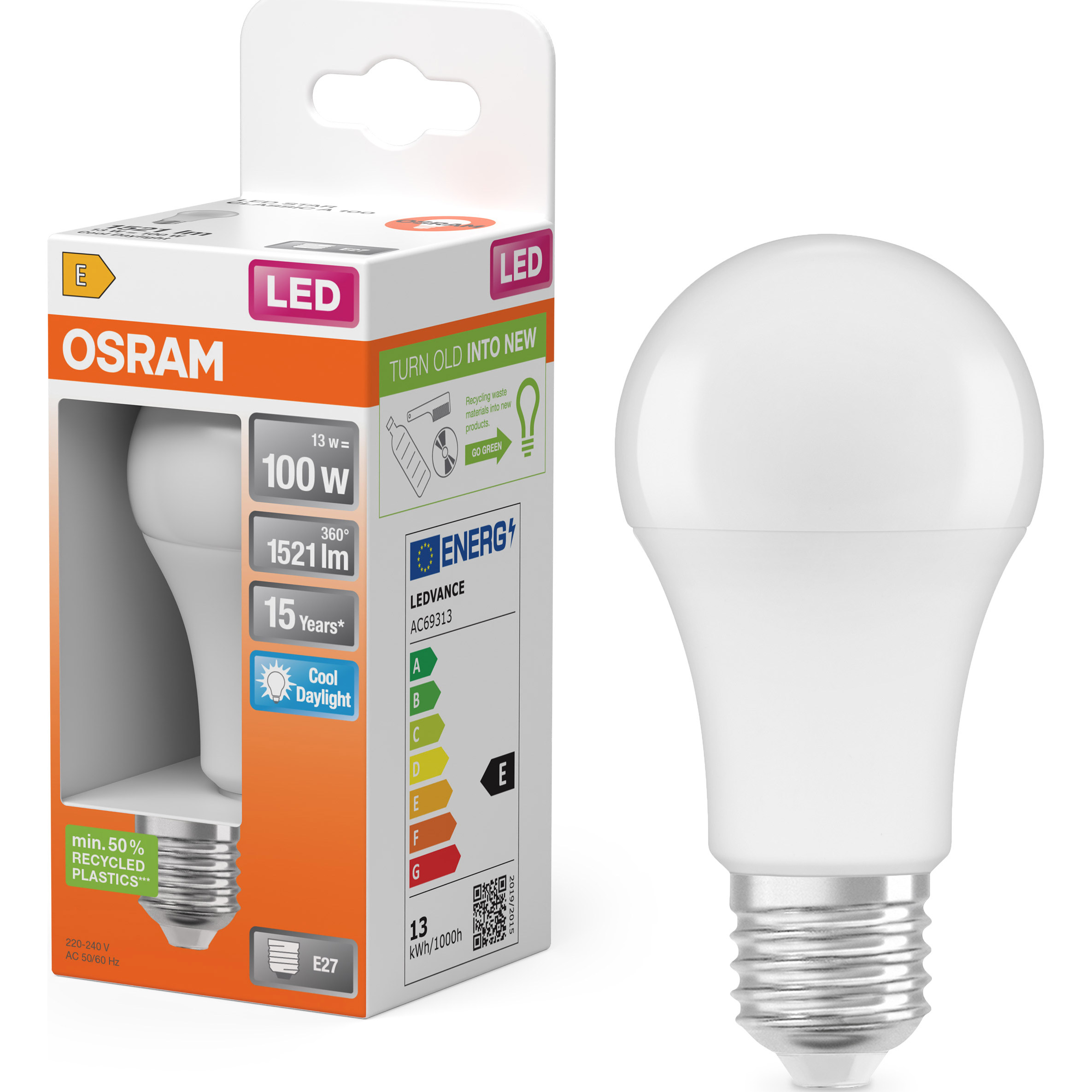 Лампочка LED OSRAM LED Star A100 E27 13W 6500K 220V (4058075304277)