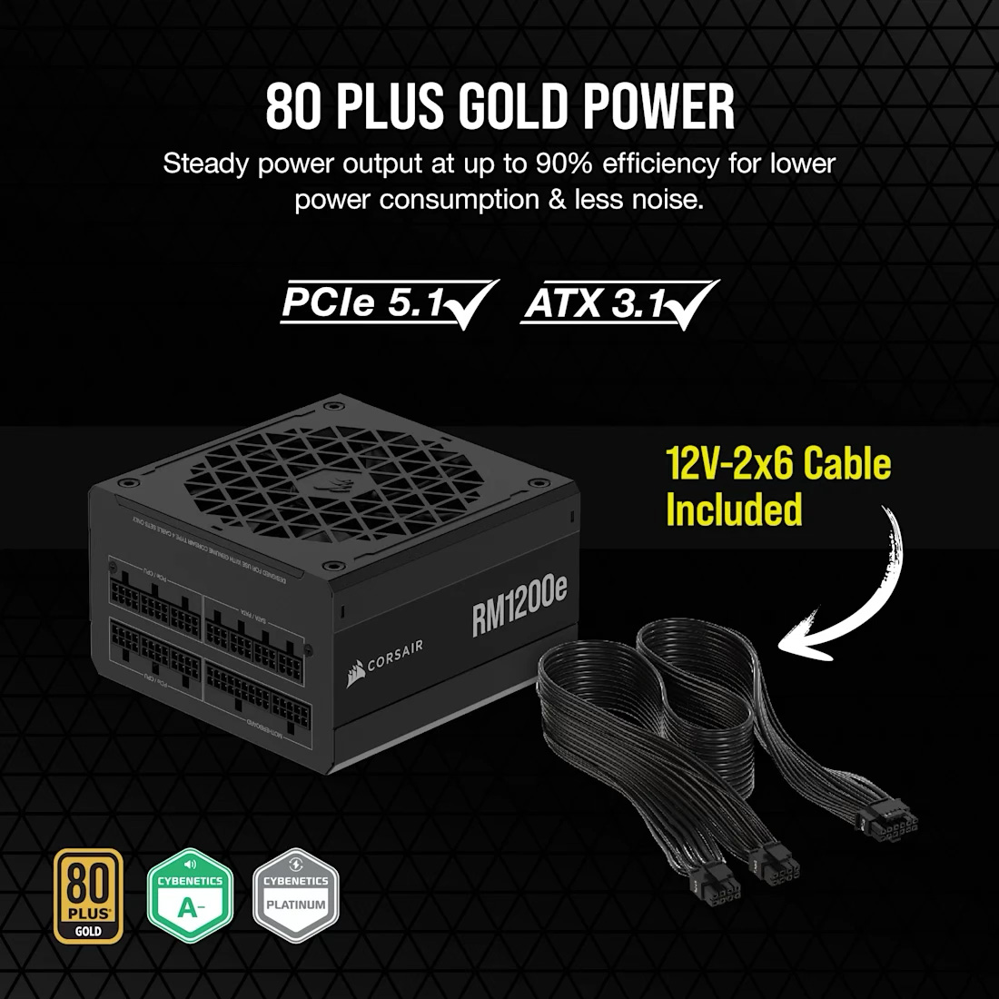 Блок живлення 1200W CORSAIR RM1200e ATX 3.1 (CP-9020258-EU)
