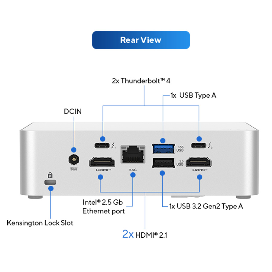 Неттоп ASUS NUC 15 Pro+ Kit NUC15CRSU5 w\EU cord (Ultra 5 225H 1.7GHz/noRAM/noHDD/WF7/BT) (90AR00P3-M00030)