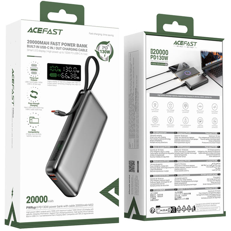 Повербанк ACEFAST M22 Fast Charge Power Bank PD130W 20000mAh