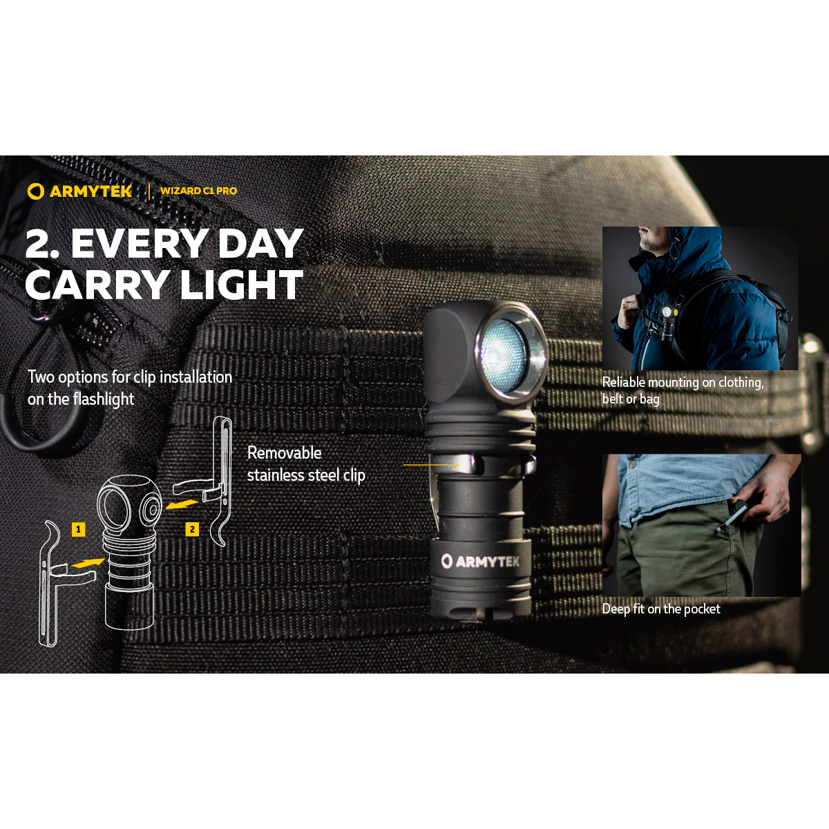 Ліхтар мультифункціональний ARMYTEK Wizard C1 Pro Magnet USB Warm Light (F09001W)